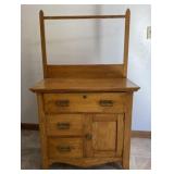 Oak Wash Stand with Towel Bar