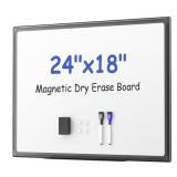 Black Aluminum Magnetic White Board 24' x 18'