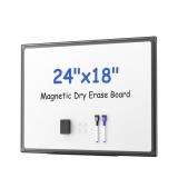 Black Aluminum Magnetic White Board 24' x 18'