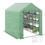 Outsunny Greenhouse, PE Cover, 4-Tier Shelves,