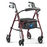 Medline Steel Rollator Walker with Seat, Burgundy