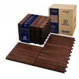 Acacia Wood Interlocking Patio Deck Tiles, 14 x