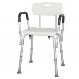 White Shower Bench with Adjustable Design, Padded