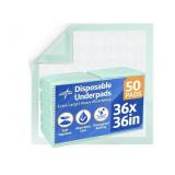 Medline Super Absorbent Underpad, 36' x 36', 50