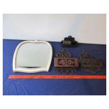 (2) Victorian Letter Holders, Mirror, Etc.