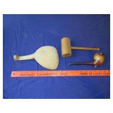 Antique Ladle, Pipe & Wood Mallet