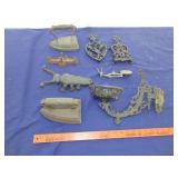 Irons, Kerosene Lamp Holders, Boot Jack, etc.