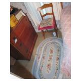 Antique Chair w/ (2) Throw Rugs