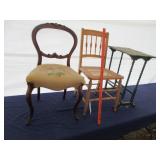 (2) Antique Chairs & Stand