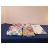 (4) Quilts & Embroidered Blanket