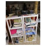 (2) Plastic Shelves w/ Material & Sewing Supplies