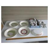 Pie Plates, Rooster Casserole Dish & Coffee Cups