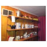 Collectibles (top three shelves)