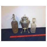 Antique Water Dispenser, Liquor Bottle & Seltzer
