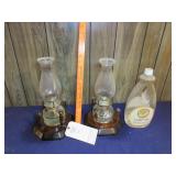 2 Kerosene Lamps w/ lamp Oil
