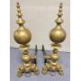 Vintage Brass & Cast Iron Andirons w/Lions