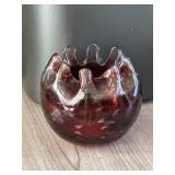 Vintage Czech Bohemian Art Glass Ruffled Rose