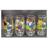 Set of 4- 1983 Smurf Glass Tumblers