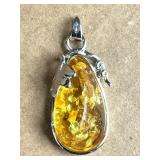 NEW Hand-Crafted 18KGP Pendant w/Baltic Amber