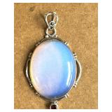 NEW Sterling Silver Pendant w/Opal & Garnet