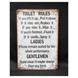 Vintage Metal Bathroom Sign- Toilet Rules