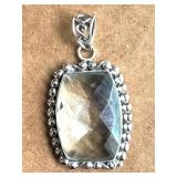 NEW Sterling Silver Pendant w/Egyptian White Topaz