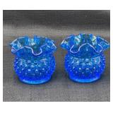 Vintage Fenton Colonial Blue Hobnail Bowl/Vase