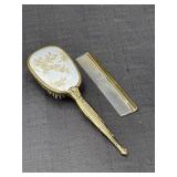 Vintage Gold Toned Vanity Hairbrush /Comb