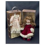 Vintage Cracker Barrel (?) Porcelain Doll /Wood