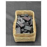 Basket Box of Vintage Jaymar Dominoes