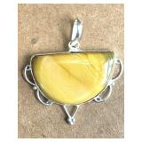 NEW Sterling Silver Pendant w/Yellow Jasper