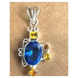 NEW Silver Hand Crafted Pendant w/5 Gemstones
