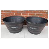 (2) Resin Whiskey Barrell Planters- VERY NICE!