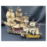 2 Vintage Wooden Ship/Boat Models