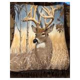 Hand Knotted Border Deer Blanket