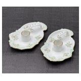Pair of Vintage Porcelain Candle Chambersticks