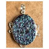 NEW Sterling Silver Pendant w/Titanium Druzy