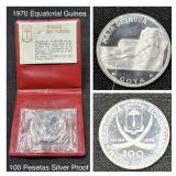 1970 Equatorial Guinea 100 Pesetas Silver Proof