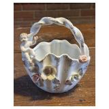 Vintage Porcelain Cherub Basket