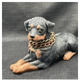 Rottweiler Dog Figurine with Chain Collar