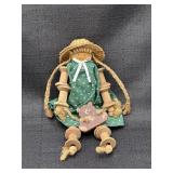 Vintage Wooden Rag Doll Shelf Sitter