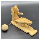Vintage Russian Wooden Bear Playing Piano