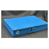 Vintage Blue Metal Organizer Storage Box