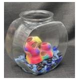 Glass Fish Bowl with Decorative Stones/Cave