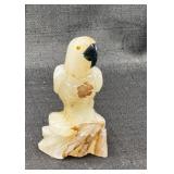 Carved Onyx Parrot Bird Figurine Stone Sculpture
