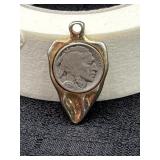 1934 Buffalo Nickel Coin Arrowhead Pendant