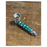 Metal Smoking Pipe  Green & Silver