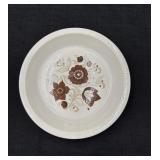 Vintage 10in Stoneware Pie Plate Brown Floral