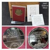 1977 Carter Inaugural Medal 24KT Gold on Silver