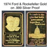 1974 Ford & Rockefeller Gold on .999 Silver Proof